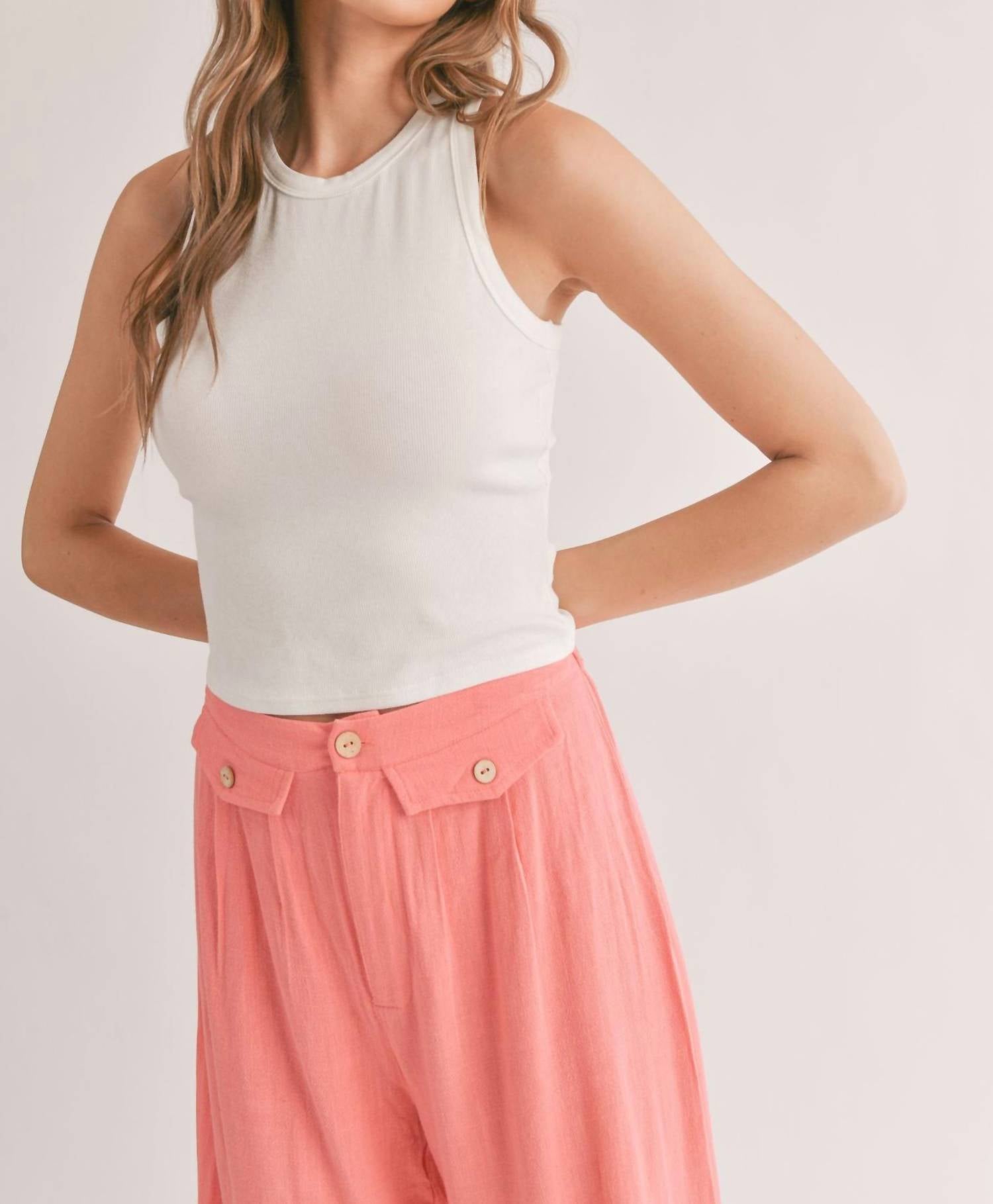 Sadie & Sage - Marshmallow Racerback Crop Tank