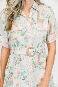 Marigold Penelope Petite Feuille Dress in beige - women's dress - alternate view