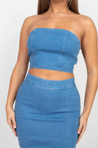Denim Blvd - Renee Crop Top And Skirt Set