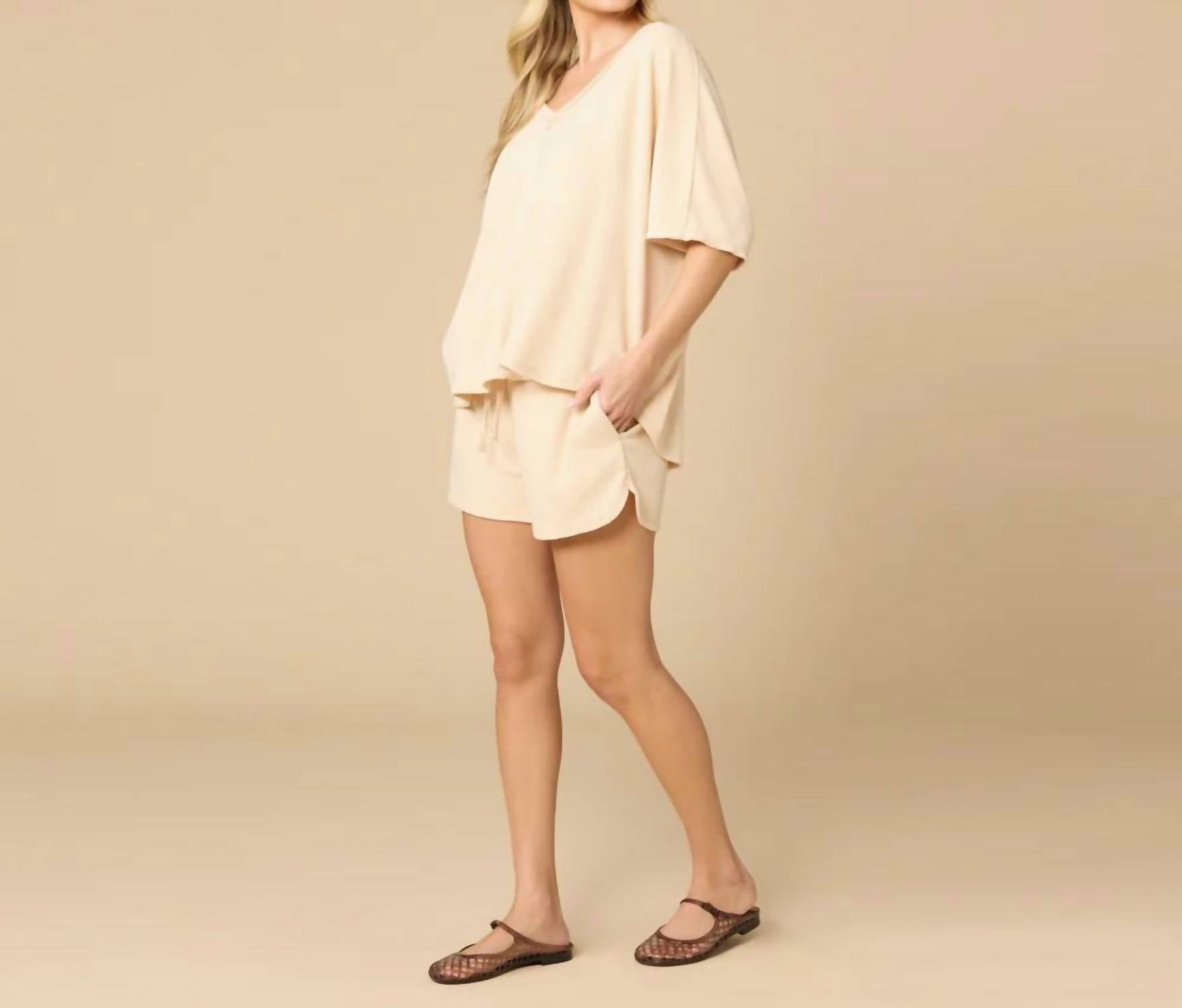 Softies - Terry Relaxed V-neck With Short Set