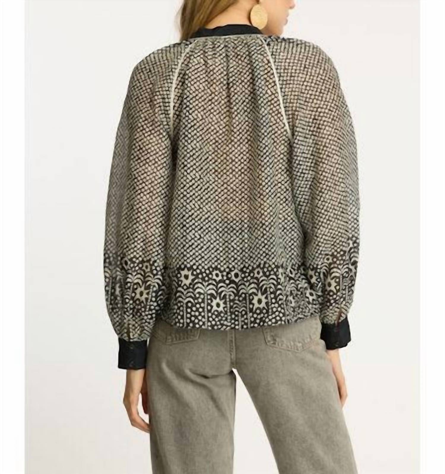CABALLERO Sophie Top in indigo dot 1 - women's long sleeve top - view 4