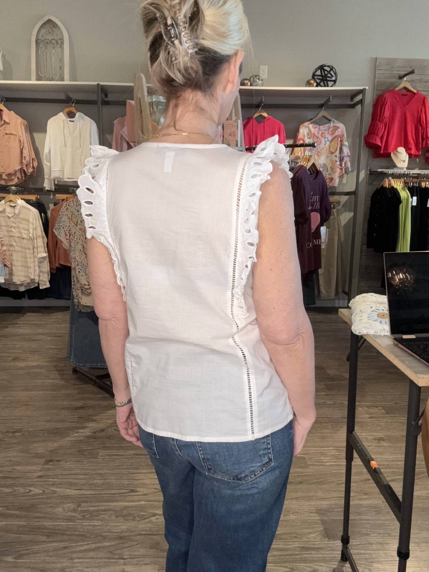 Tribal - Embroidered Frill Sleeve Blouse