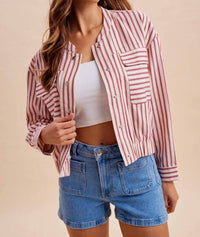 Anniewear - Striped Bomber Jacket