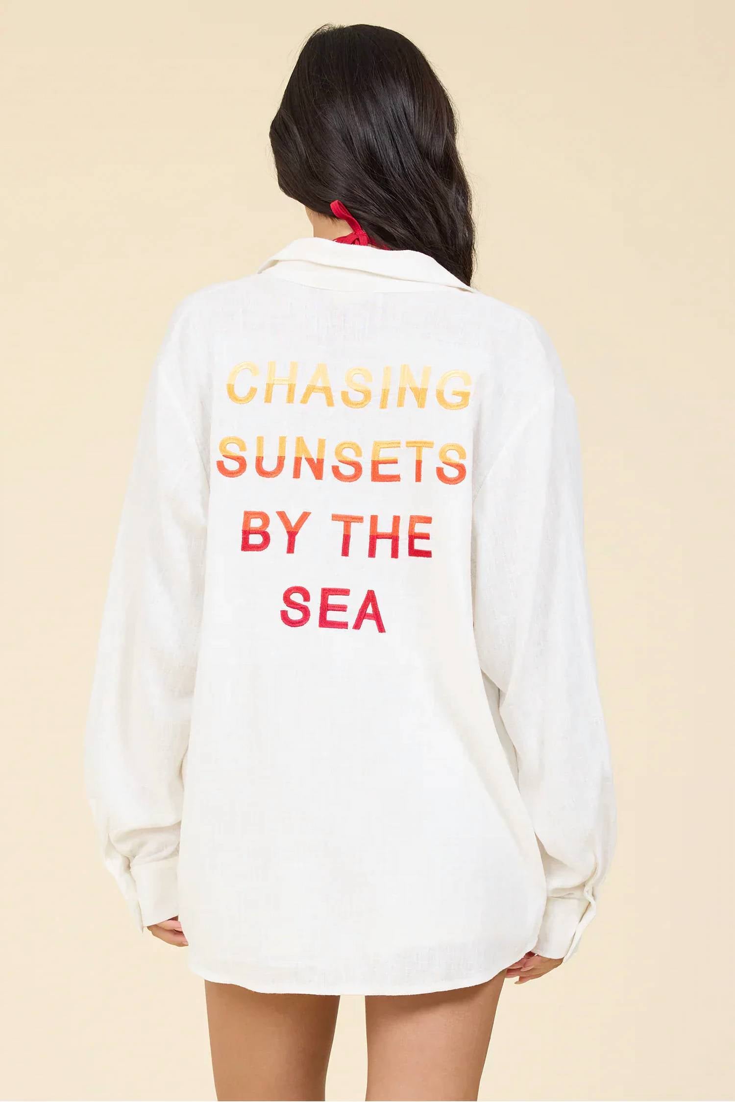 Surf Gypsy - Ombre Embroidered Shirt And Short Set