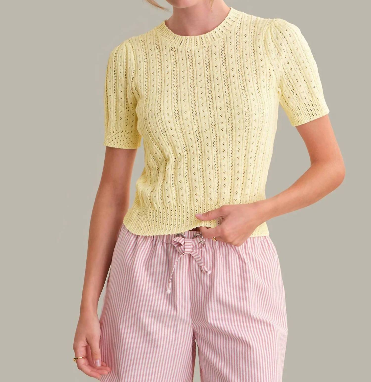 525 America - Harper Pointelle Puff Sleeve Pullover