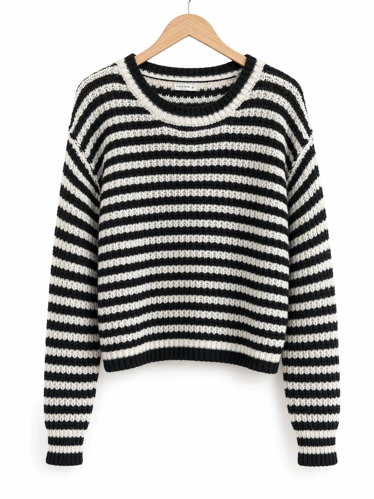 Sweet Generis - Women's Stripe Sweater Crop Pullover