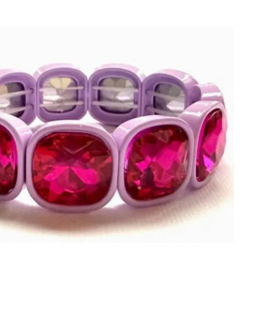 Iconic Mi - Women's Square Crystal Gemstone Stretch Bracelet