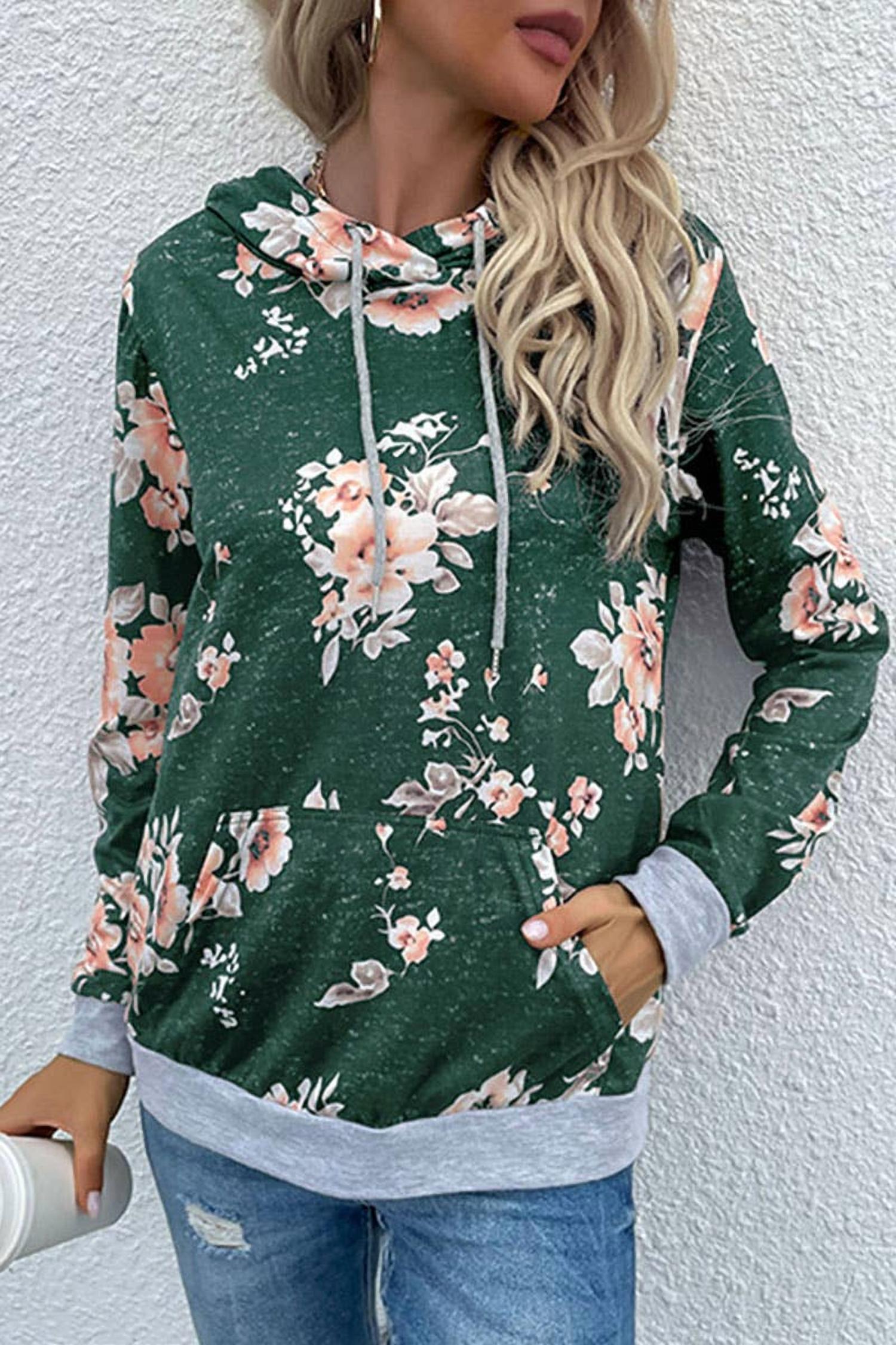 Lily Clothing - Floral Pocket Hoodie