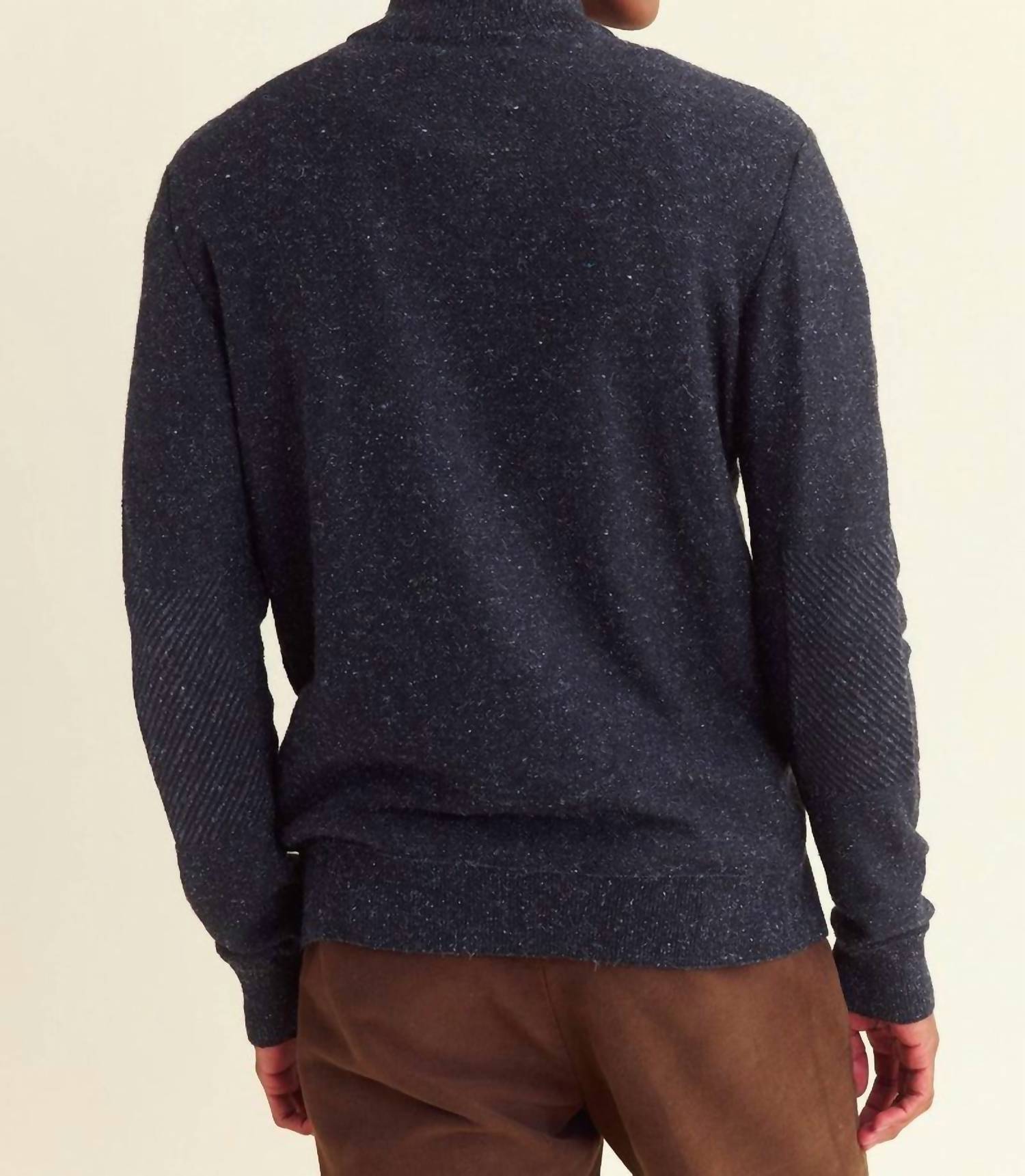 Billy Reid - Birdseye Half Zip Carbon Sweater