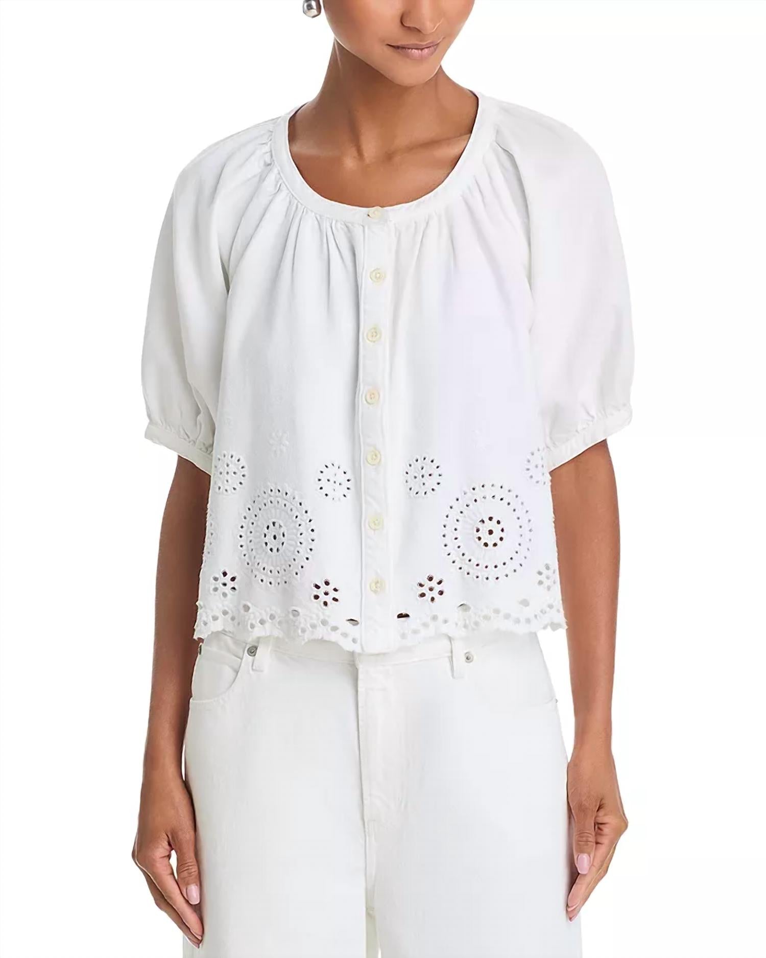 Frame - 7067em182 Frame The Resort Eyelet Shirt