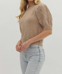 Entro - Embroidered Short Sleeve Sweater