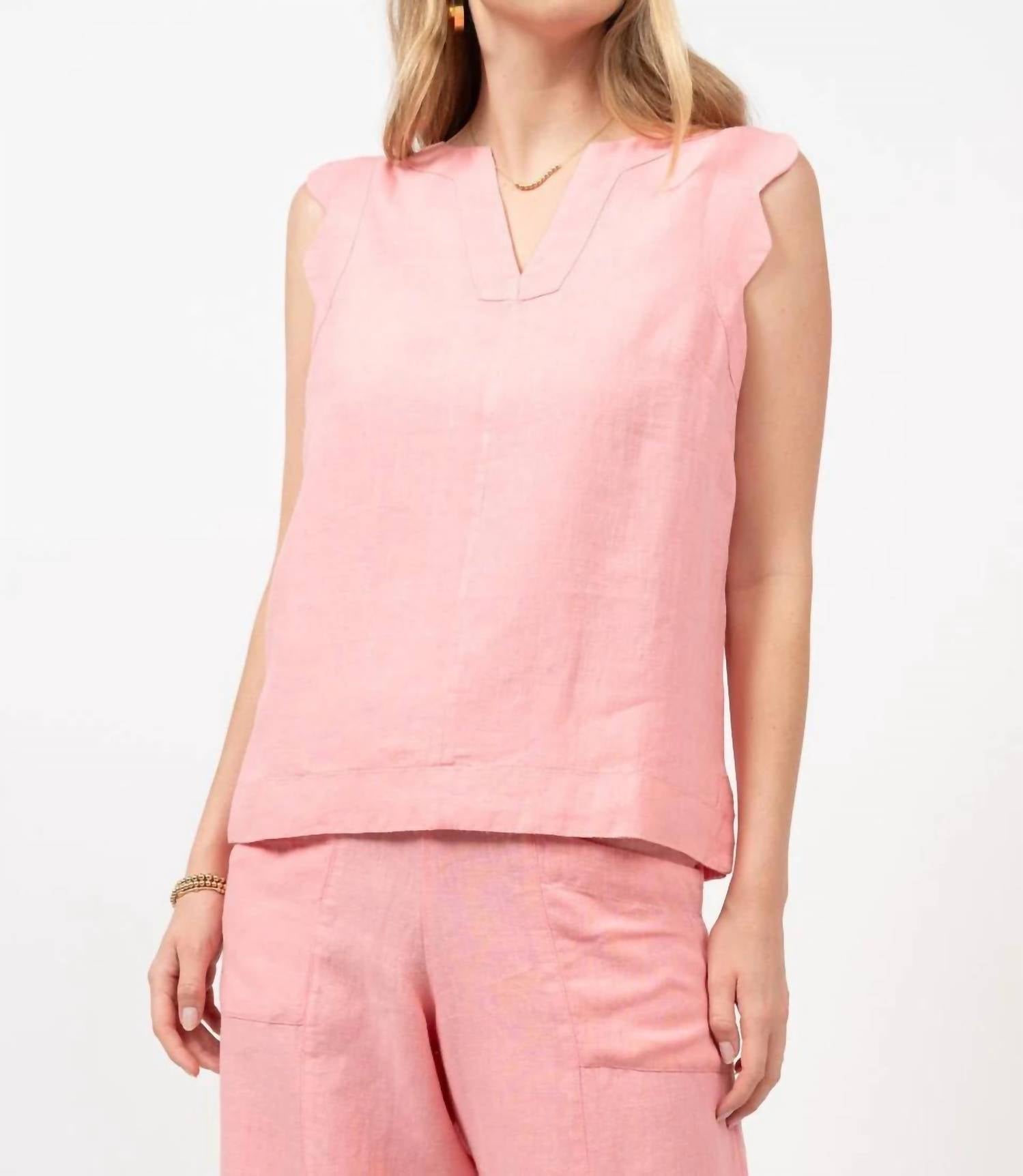 Ivy Jane - Linen Scallop Trimmed Top