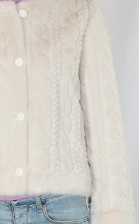 Metric Knits - Cable Pattern Faux Fur Jacket