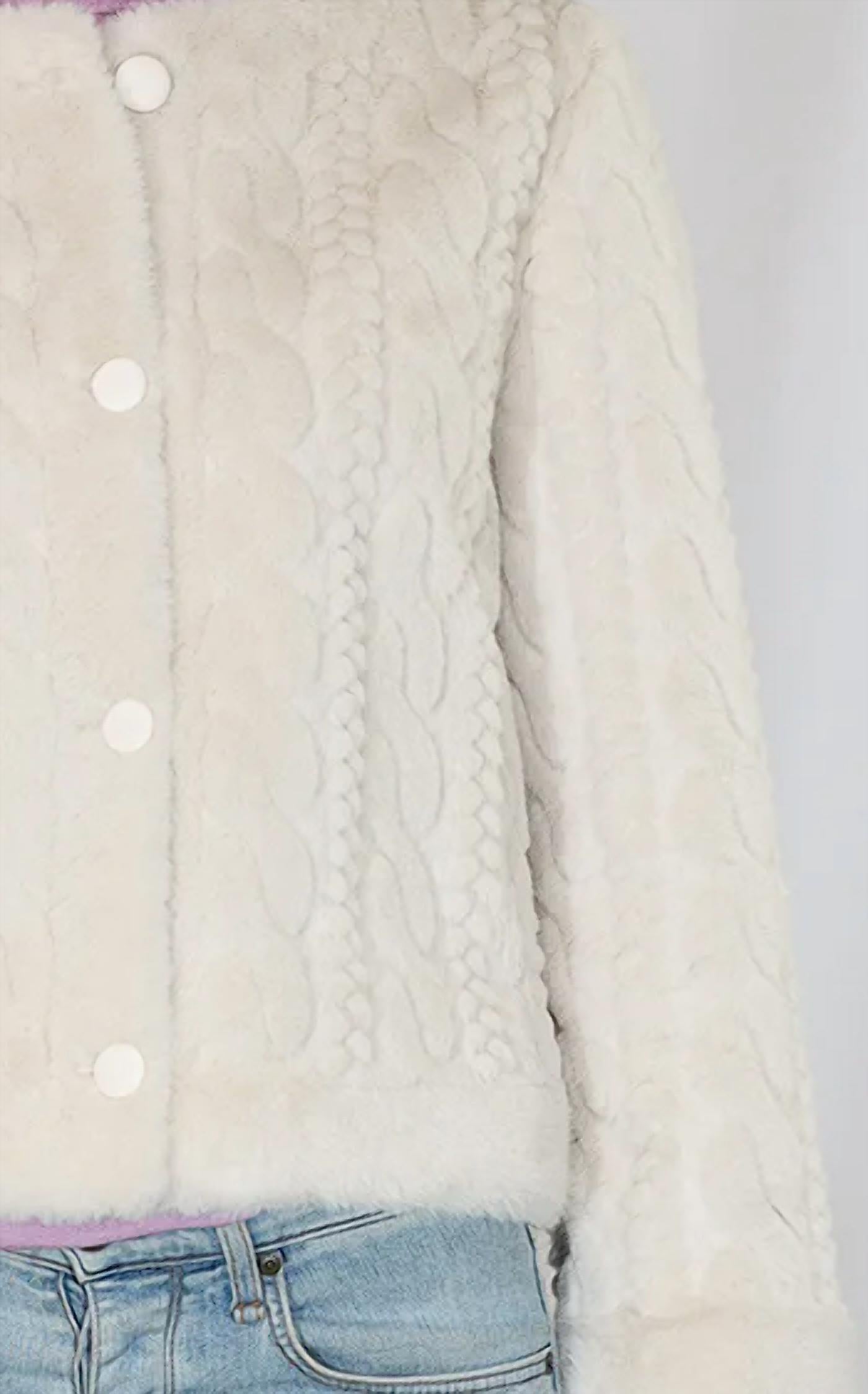 Metric Knits - Cable Pattern Faux Fur Jacket