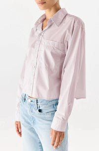 AMO Ruth Cropped Shirt in wisteria - women's blouse - detail view