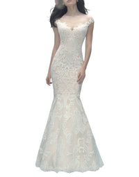 Allure Bridals - Off-Shoulder Lace Gown with Detachable Tulle Train