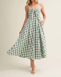 Mustard Seed - Miranda Tie Front Gingham Midi Dress