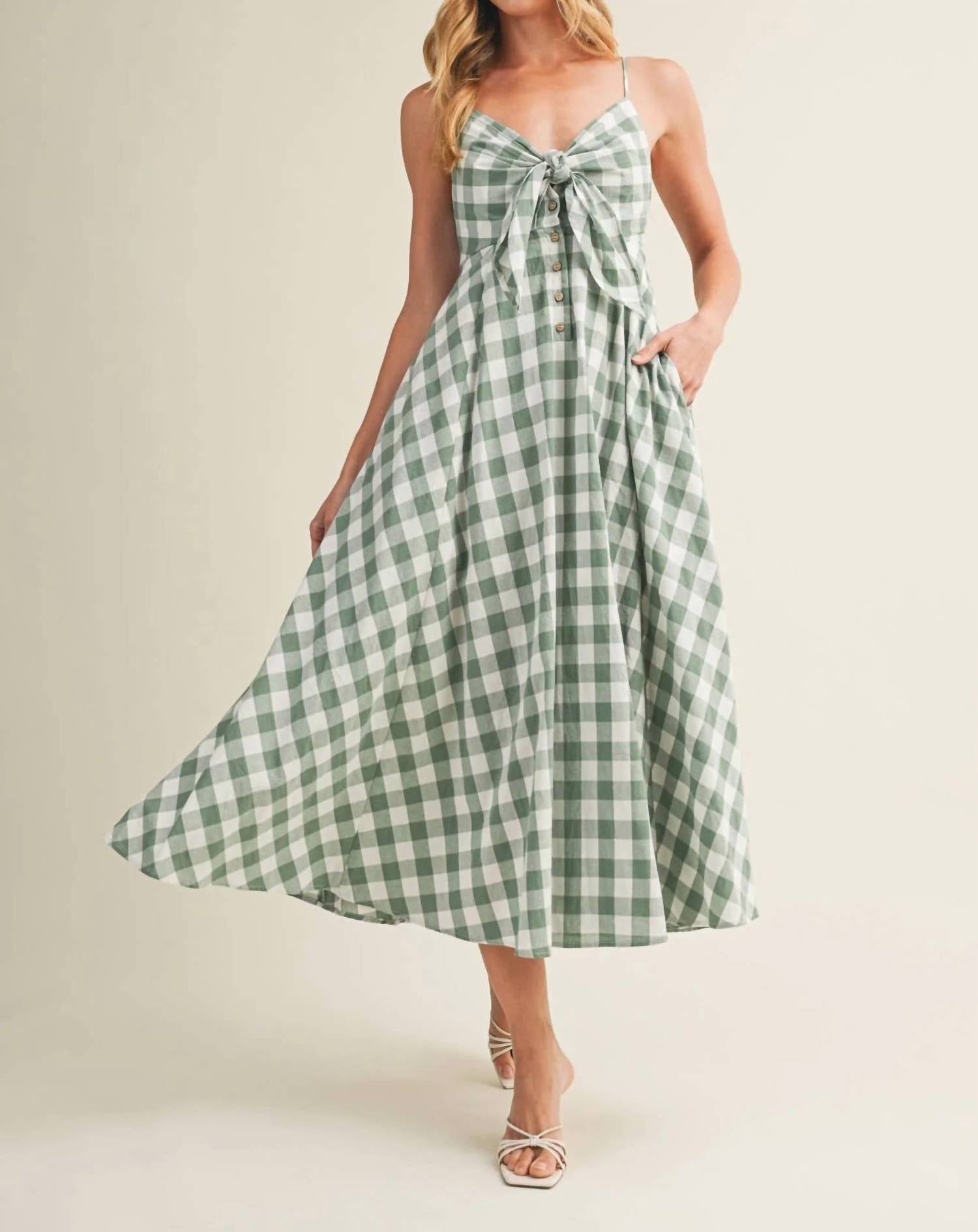 Mustard Seed - Miranda Tie Front Gingham Midi Dress