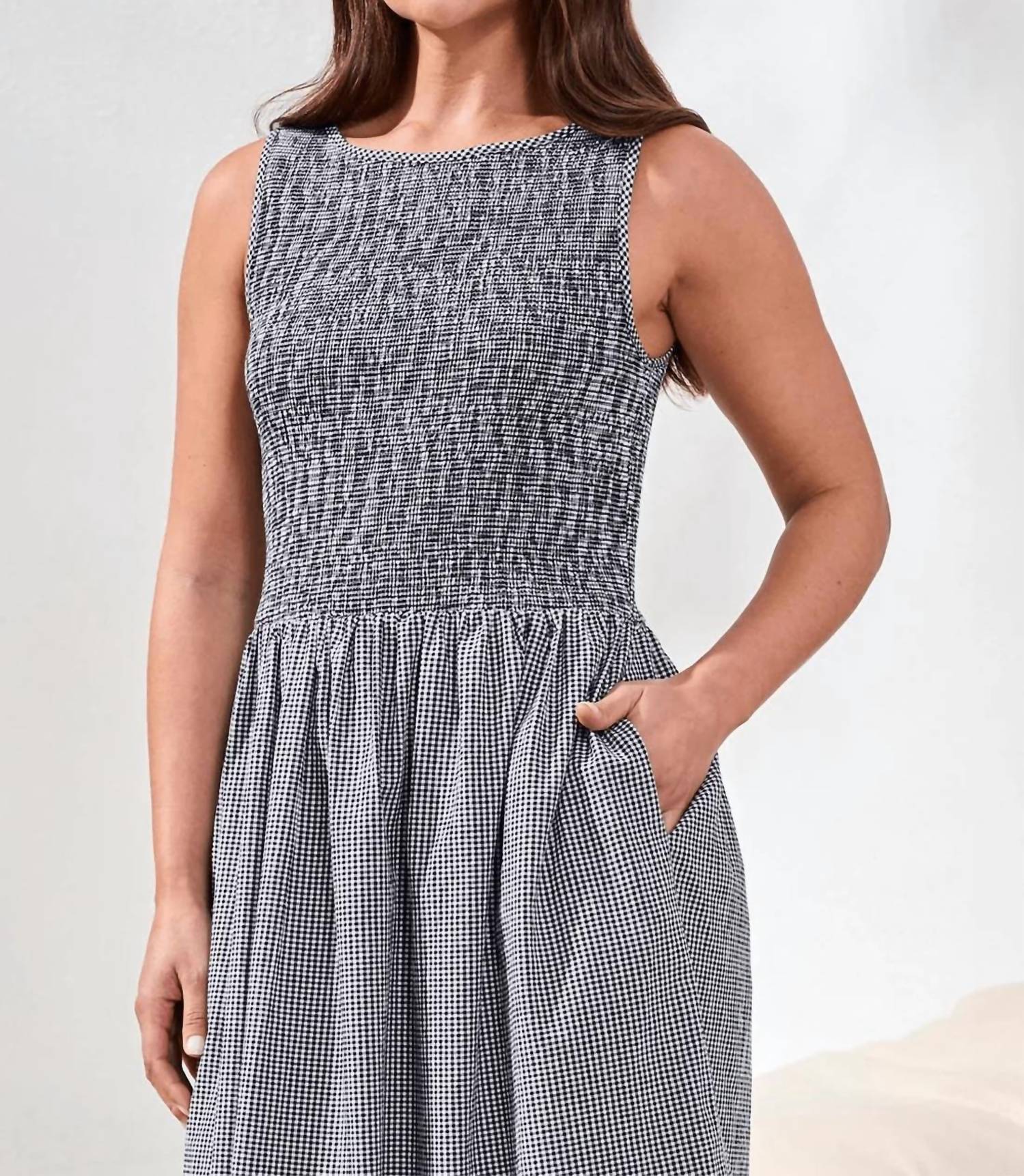 Tribal - Gingham Smocked-bodice Midi Dress