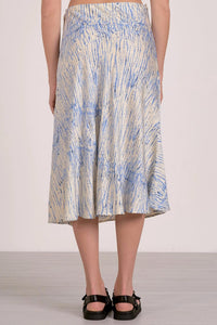 ELAN Sahara Midi Skirt With Side Slit in blue - women's skirt - detail view