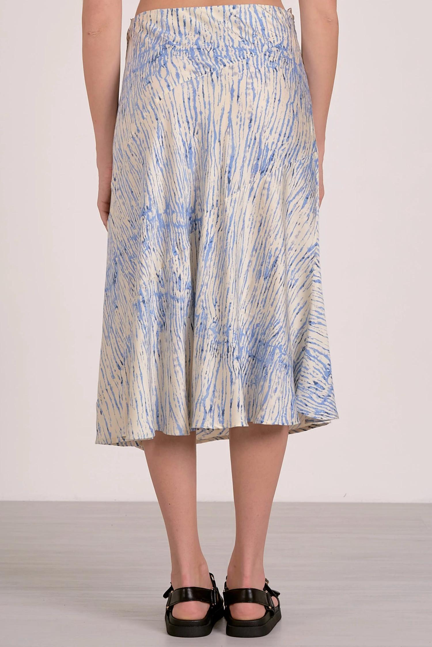 ELAN Sahara Midi Skirt With Side Slit in blue - women's skirt - detail view