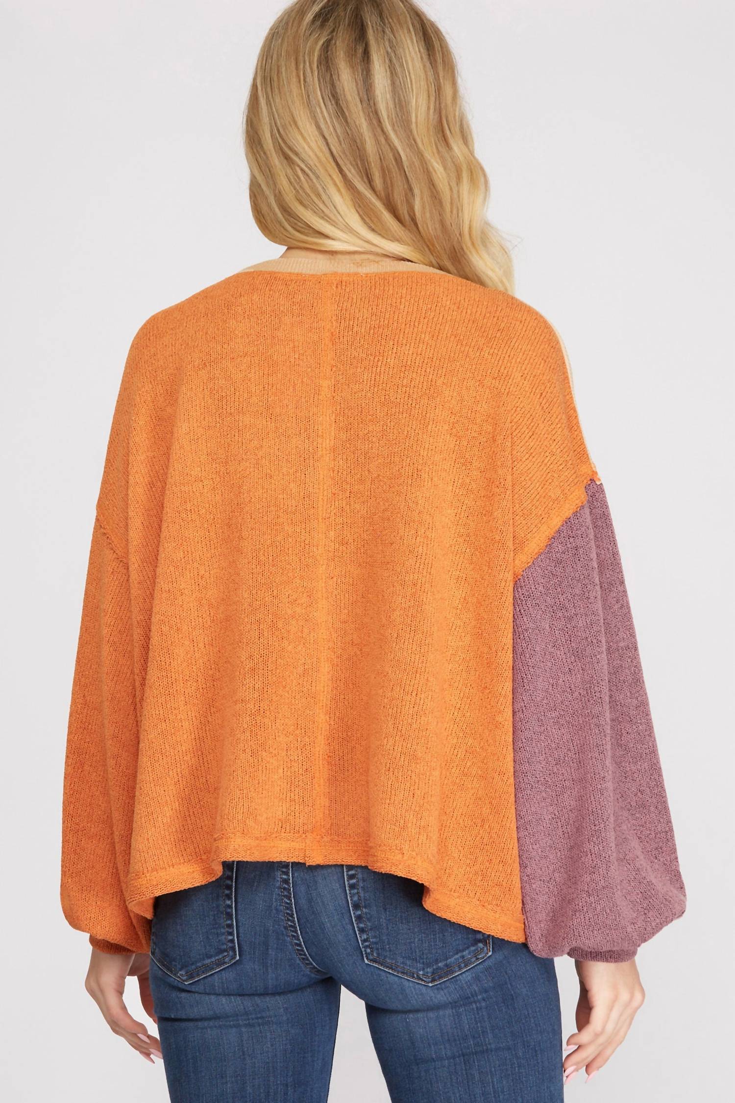 She + Sky - Blocked Knit Pullover