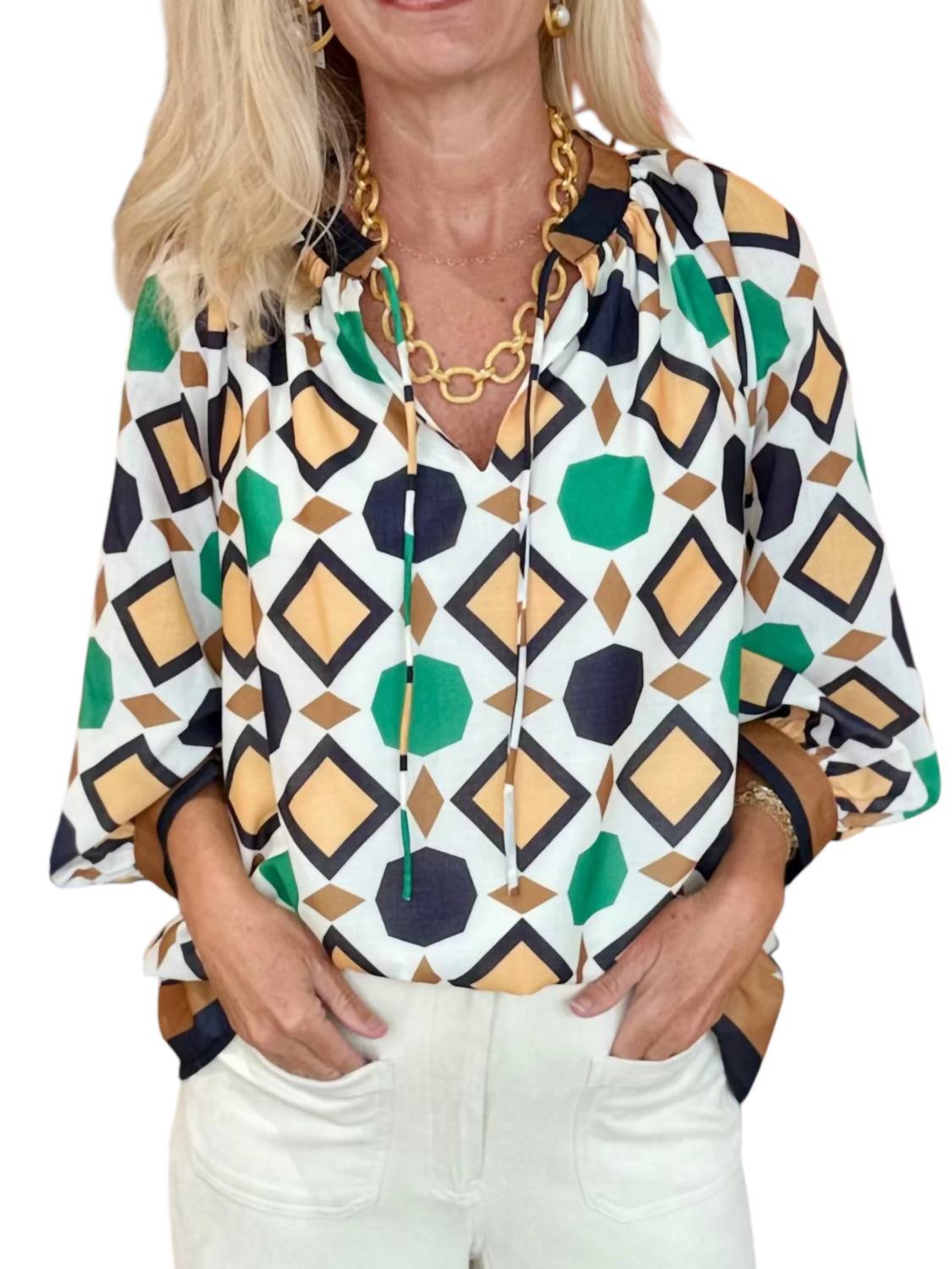 Jade - Collar Peasant Top