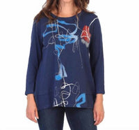 Jess & Jane Tenaya Cotton Layered Top in deep blue - women's blouse