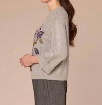 Democracy - Round Neck Floral Jacquard Plus Size Sweater