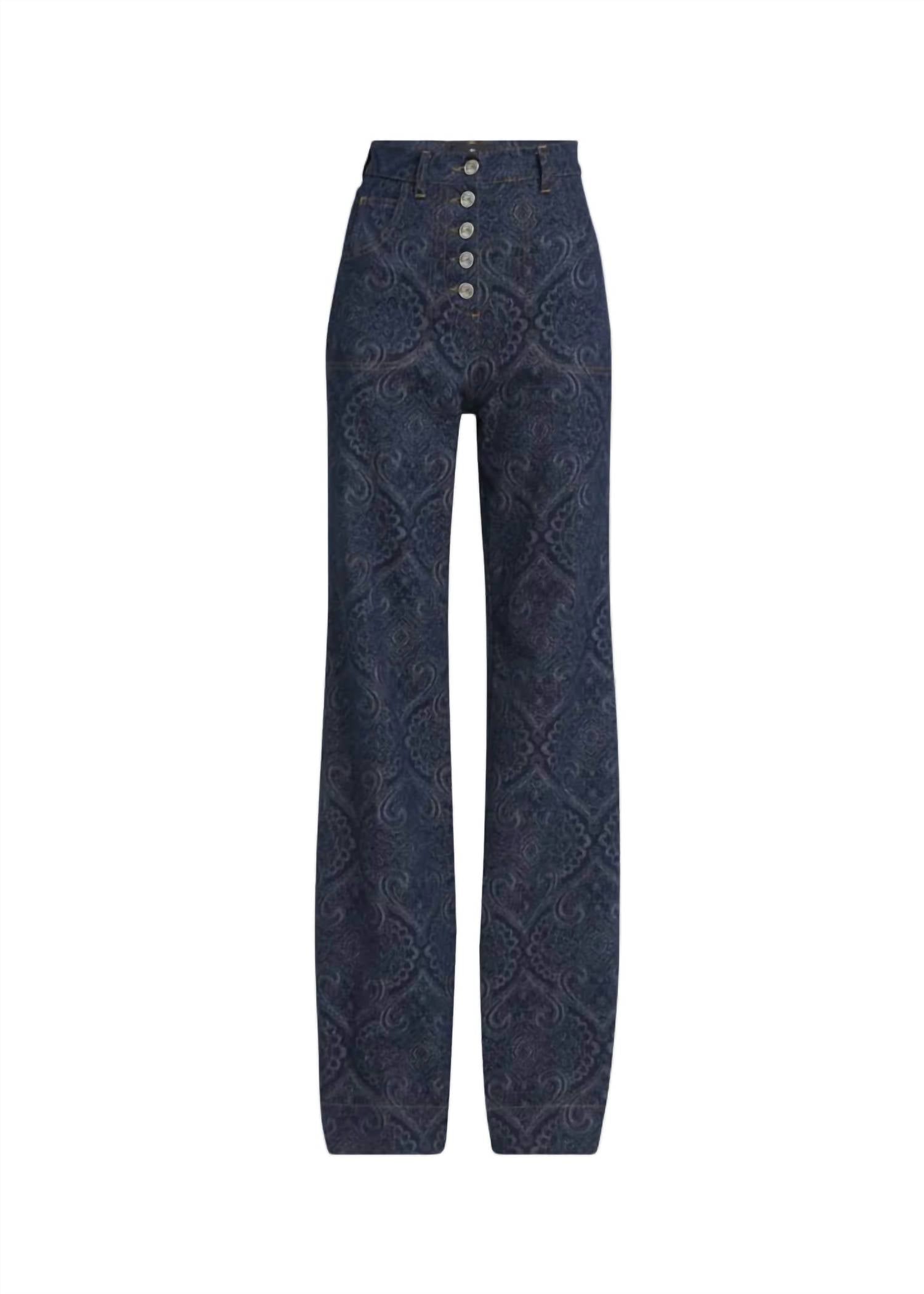 Etro - Flared Jacquard Denim Jean