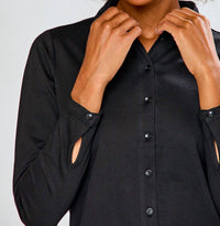 InCashmere Long Sleeve Cotton Knit Shirt in black - women's shirt - view 4