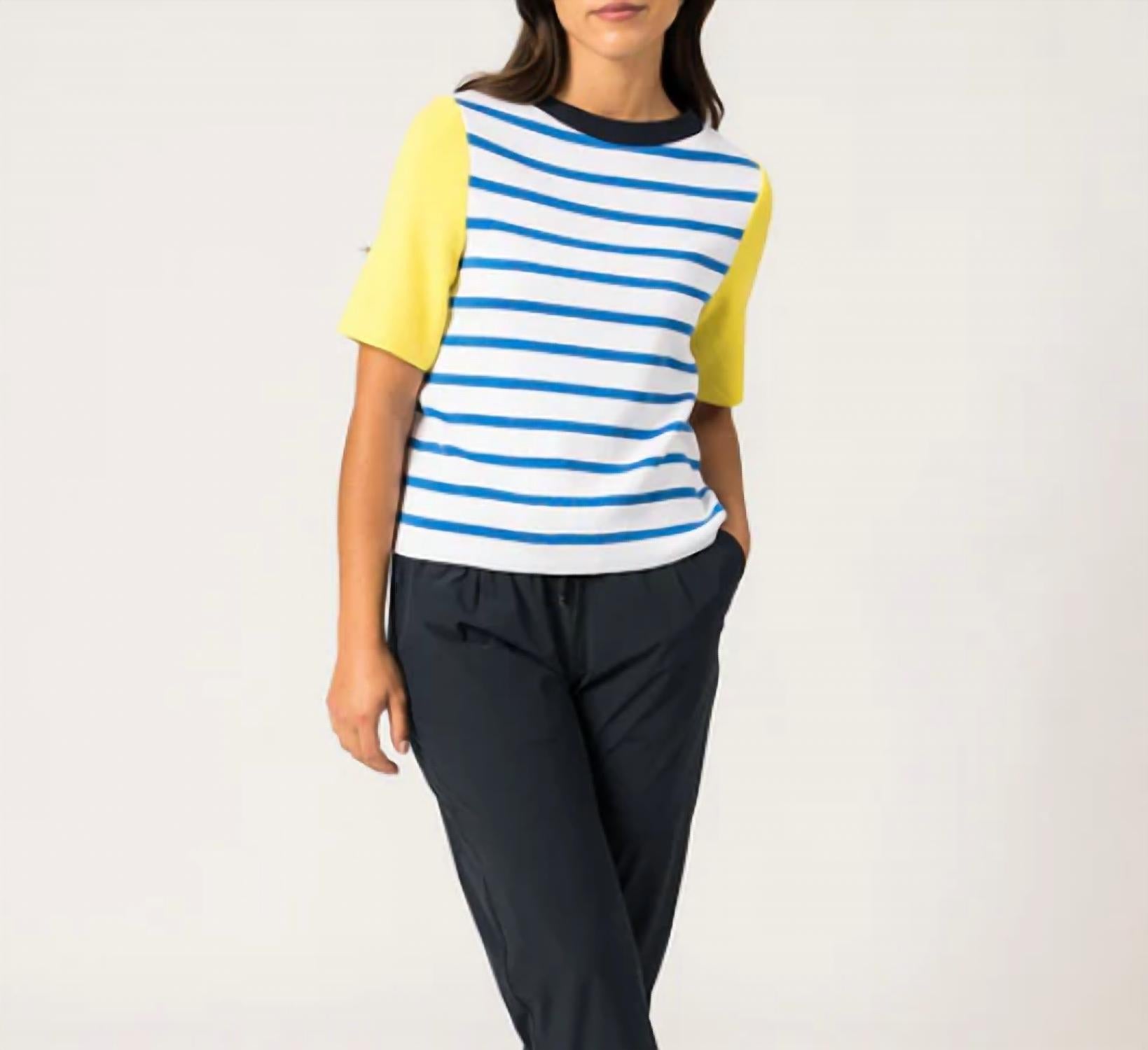 SAINT JAMES Valensol Striped Top in royal blue white - women's t-shirt