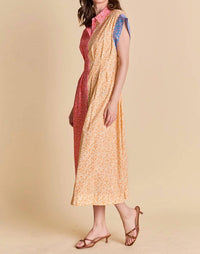 English Factory - Color Block Ditsy Floral Shirt Dress