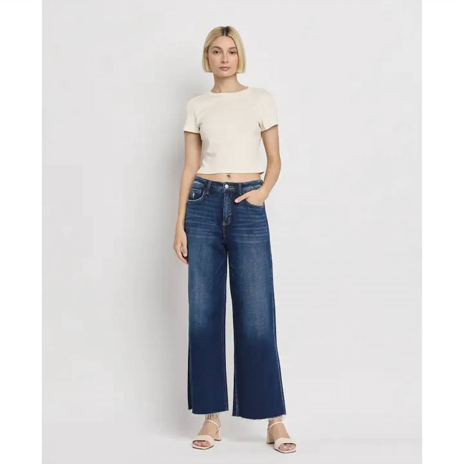 Vervet By Flying Monkey - Tummy Control Super High Rise Ankle Wide Leg Jeans