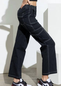 Papermoon - Noire Straight Leg Cargo Pants