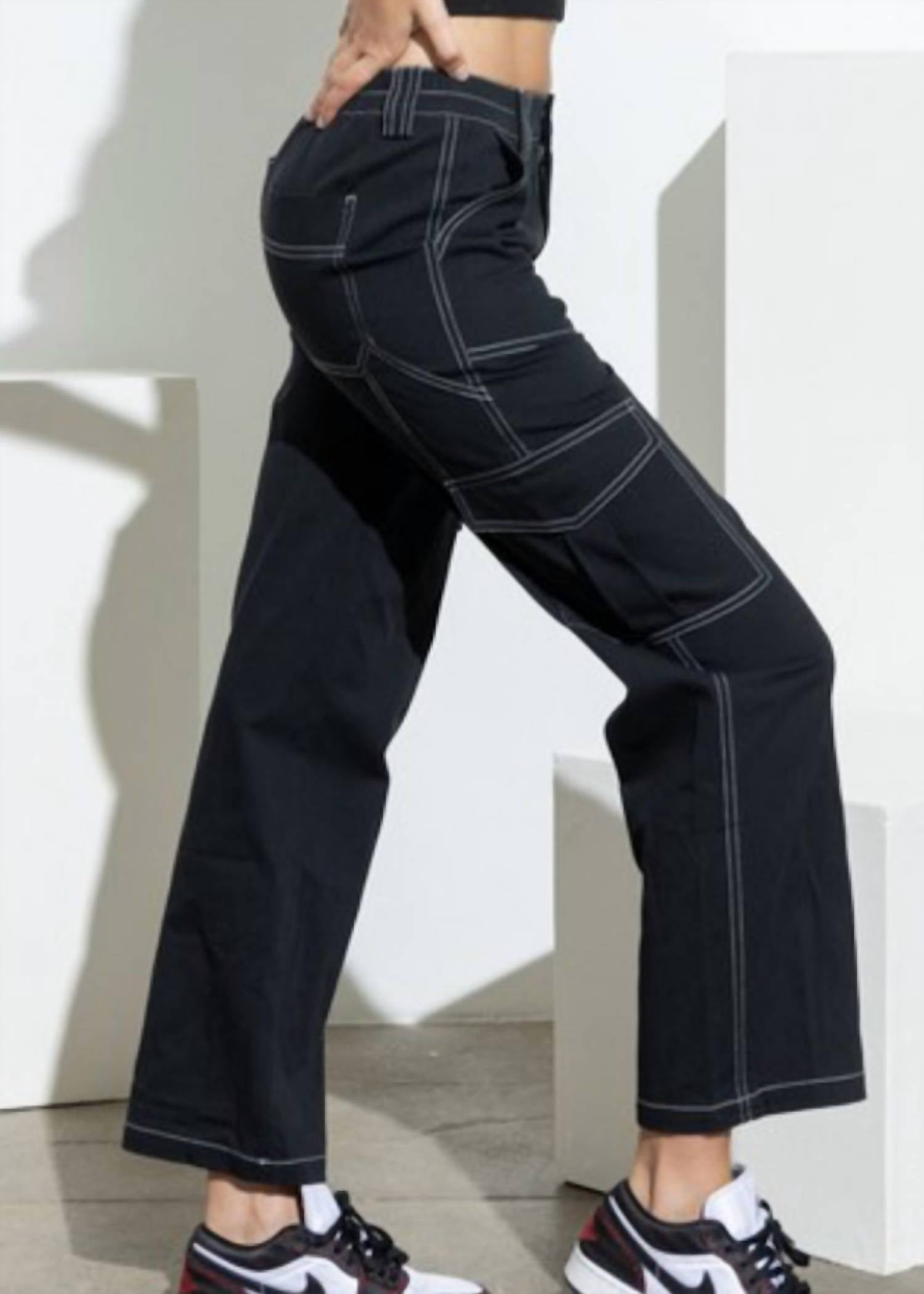 Papermoon - Noire Straight Leg Cargo Pants