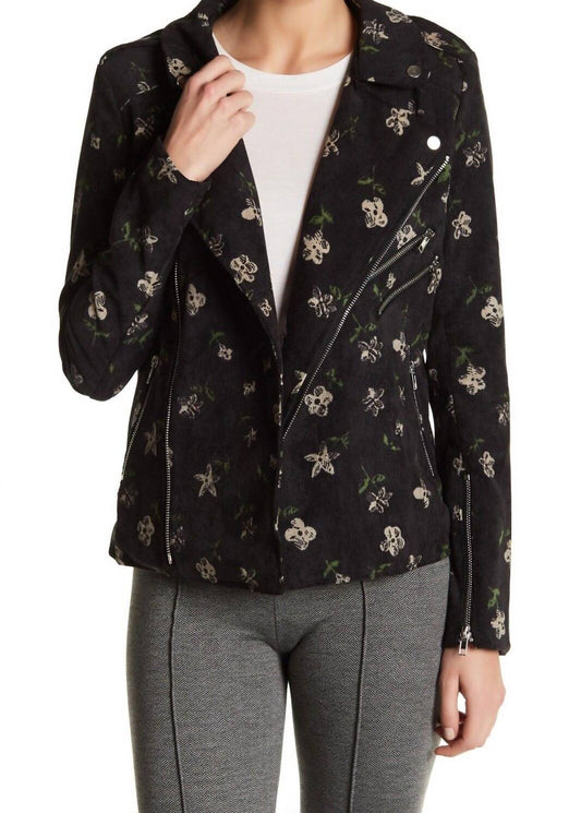 Romeo & Juliet Couture - Floral Moto Corduroy Jacket