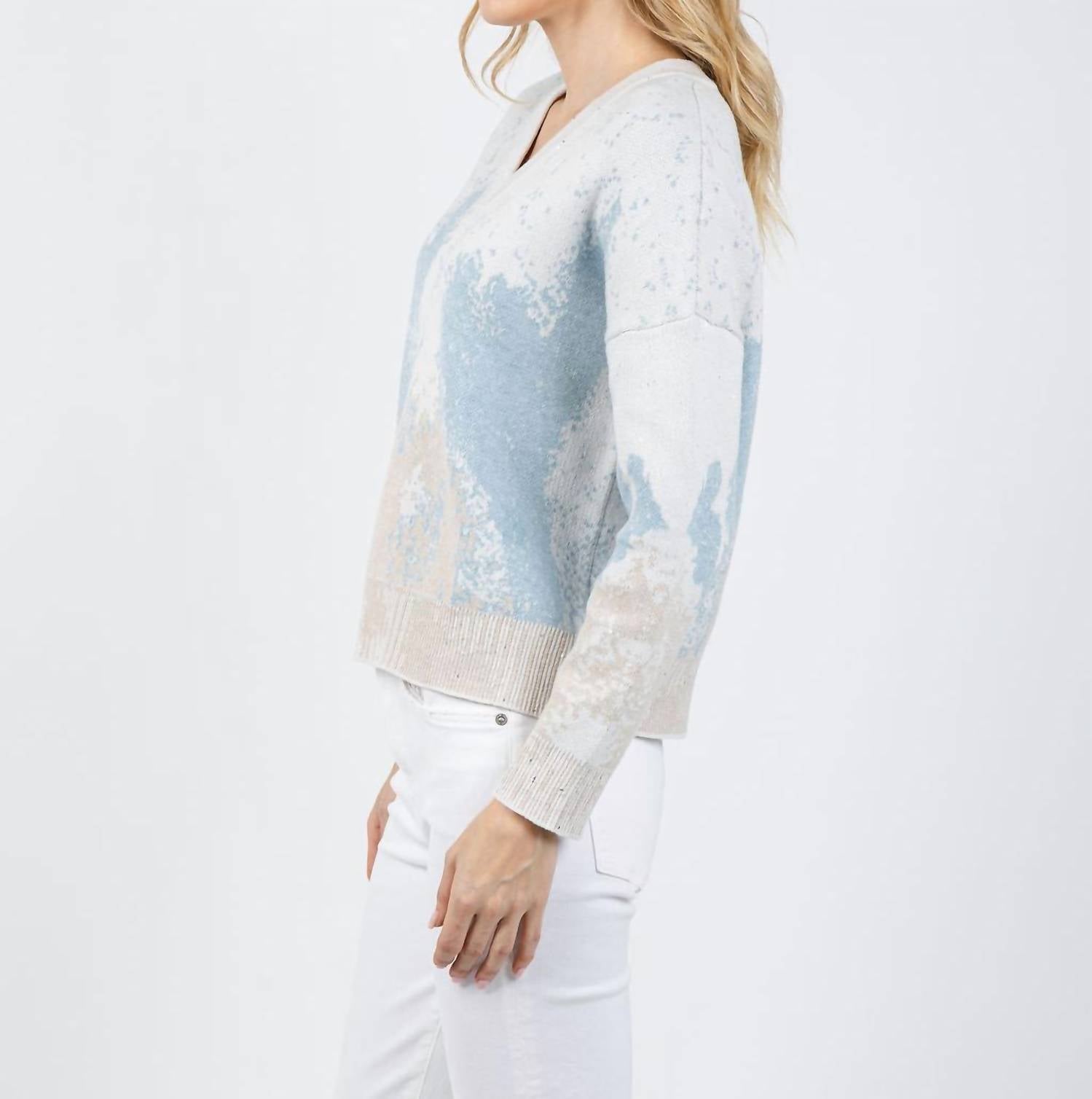 Kinross - Sequin Jacquard Vee Sweater