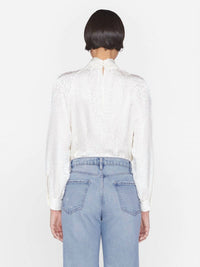 FOLDOVER MOCK NECK BLOUSE
