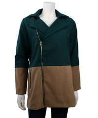Ya Los Angeles - Color Block Coat With Asymmetrical Zipper