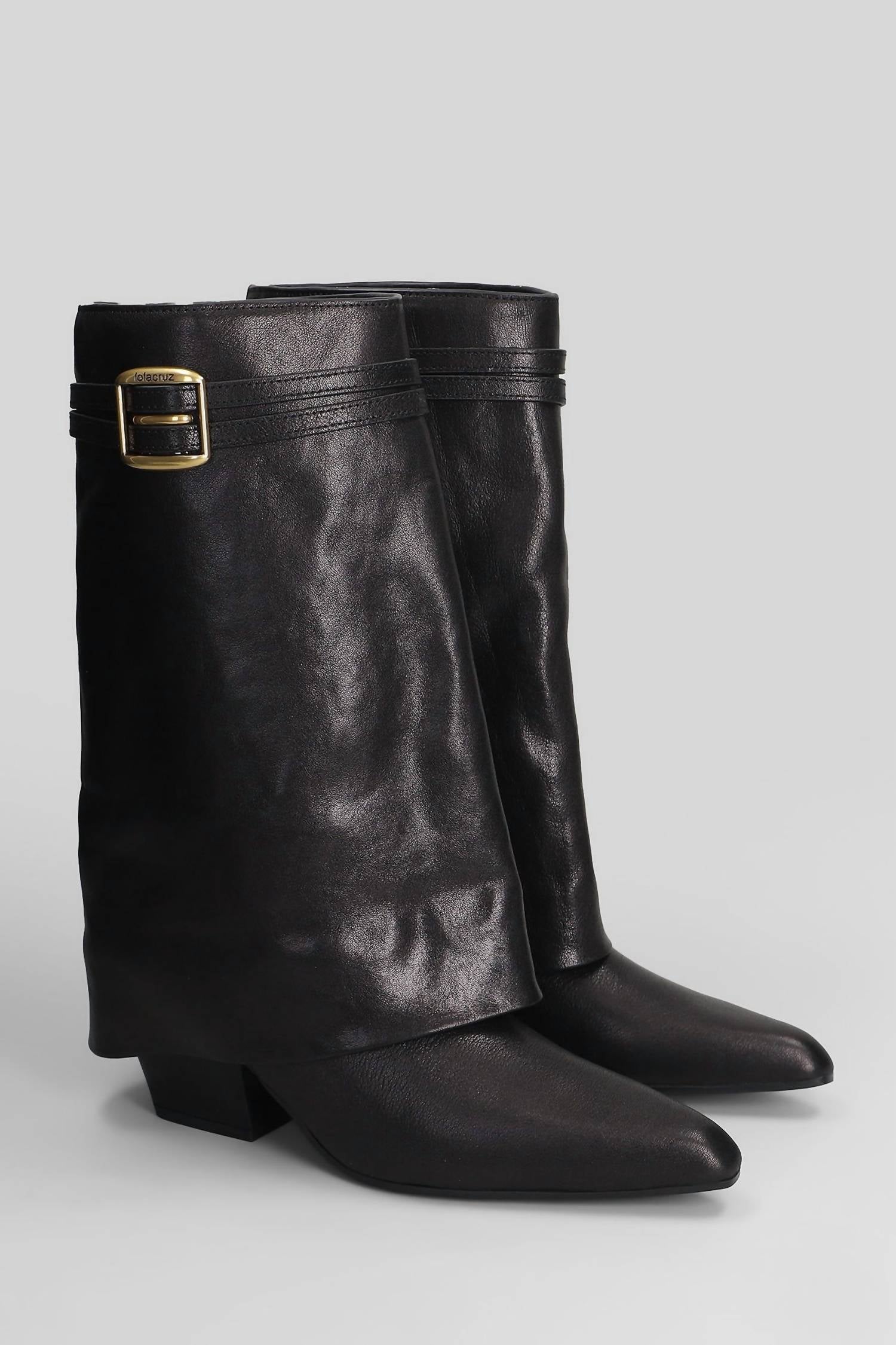 Bibi Lou Women's Yuna Leather Boots in black - women's shoe - detail view