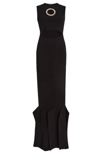 A.W.A.K.E. Mode Knit Maxi Dress With Hem Panel Detail in black - women's dress - alternate view