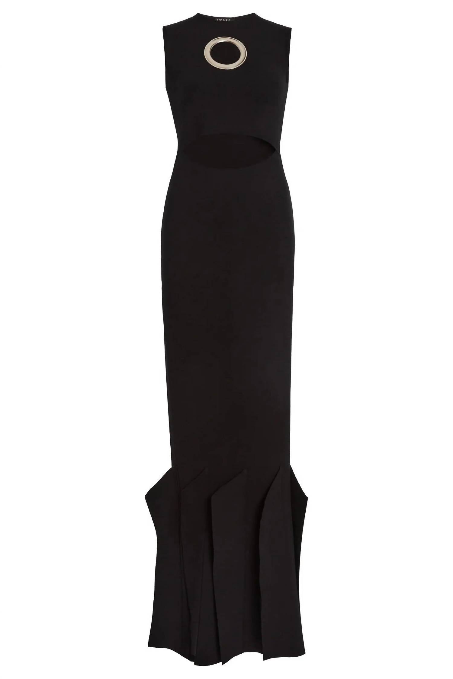 A.W.A.K.E. Mode Knit Maxi Dress With Hem Panel Detail in black - women's dress - alternate view