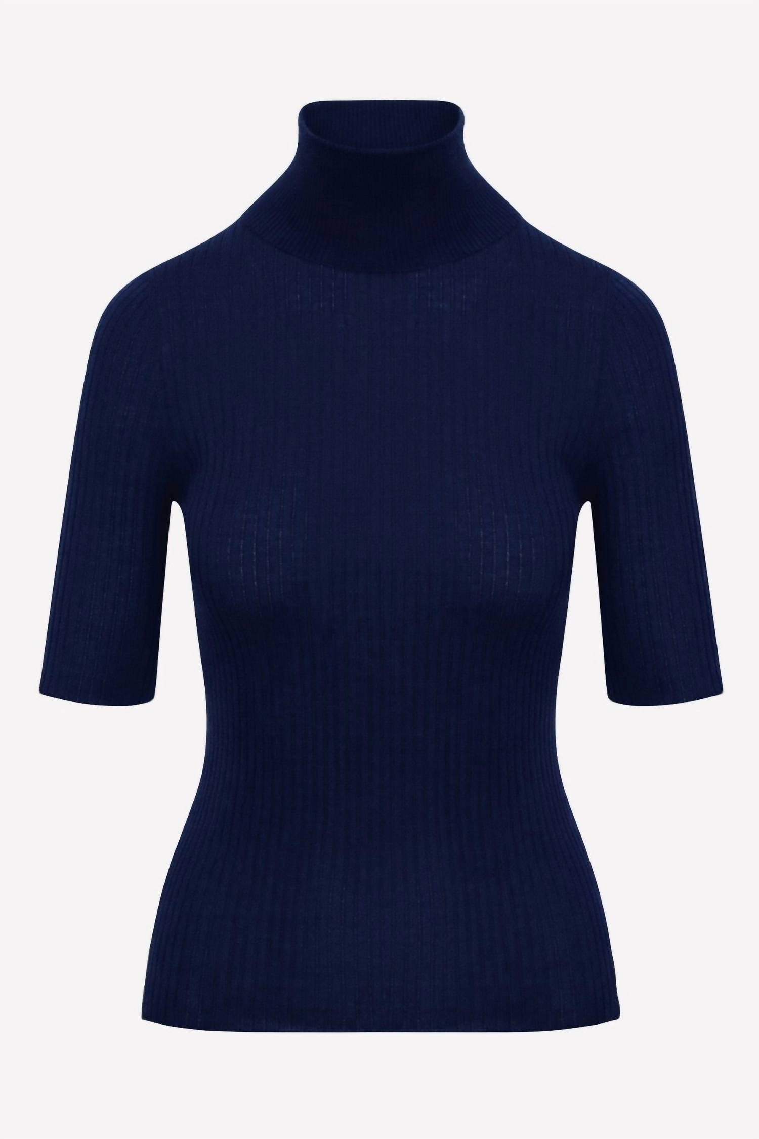 Sprwmn - Women's Cashmere Turtleneck Short Sleeve Sweater