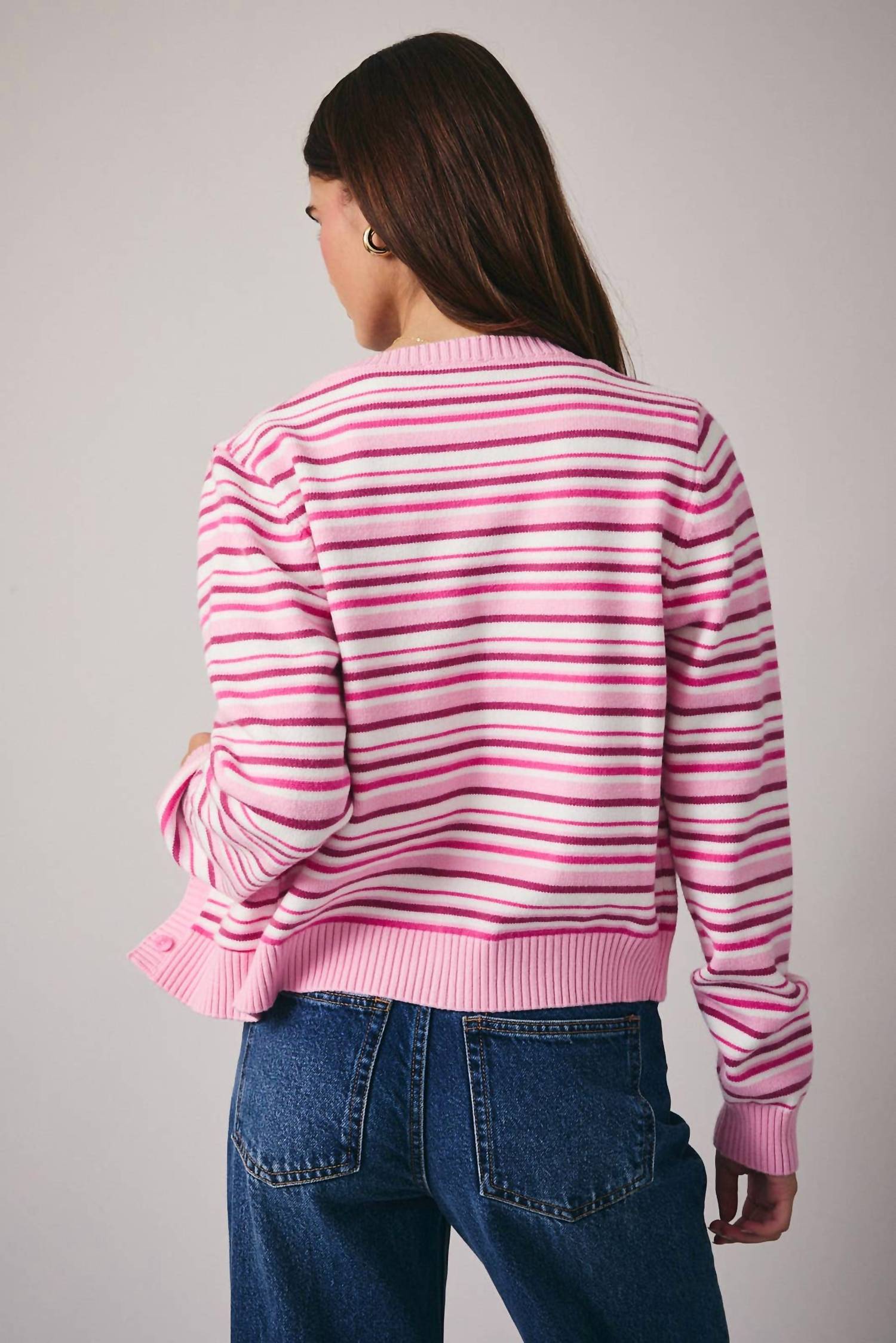Sunday Edition - Button Up Stripe Sweater Top