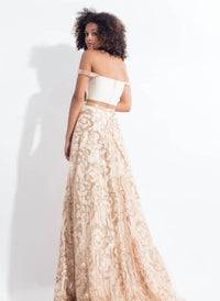 Rachel Allan - Floral Sequin Two-piece Gown