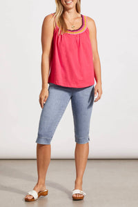 TRIBAL Flowy Tank Top With Crochet Neckline in fruit punch - women's tank top - alternate view