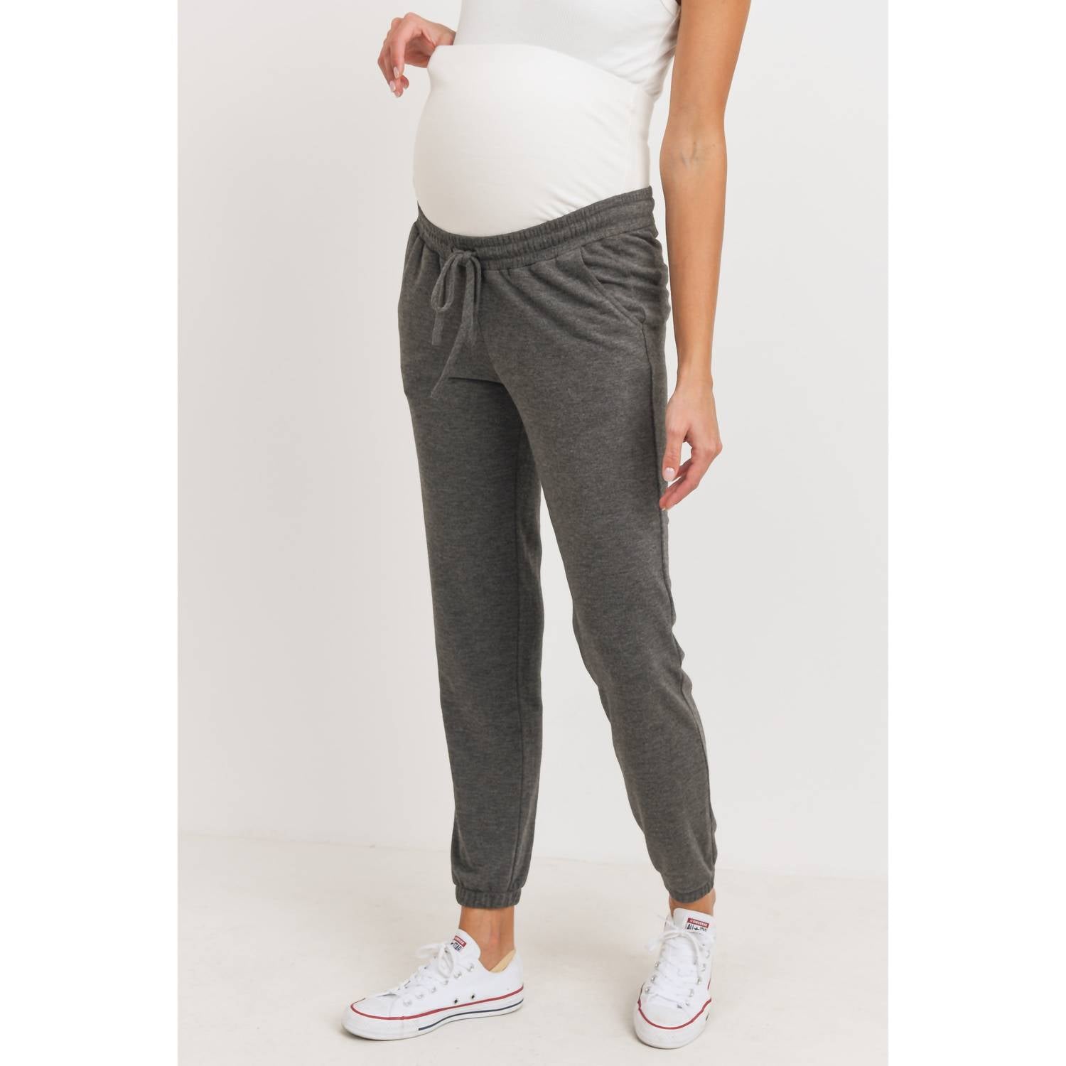 Two-Tone Brushed Terry Maternity Sweatpants