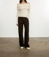 Enza Costa - SILK RIB LONG SLEEVE OFF-SHOULDER TOP