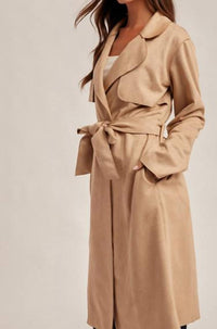 Mystree - Microsuede Belted Trench Coat